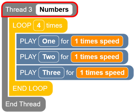 A screenshot of the Code Jumper app with a program in Thread 3.
